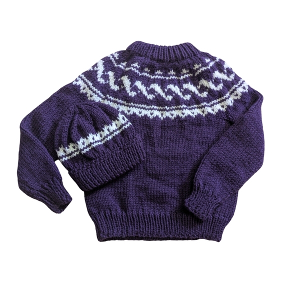 Kids Fair Isle Crewneck Pullover With Matching Toque - Acrylic - New - Picture 1 of 7